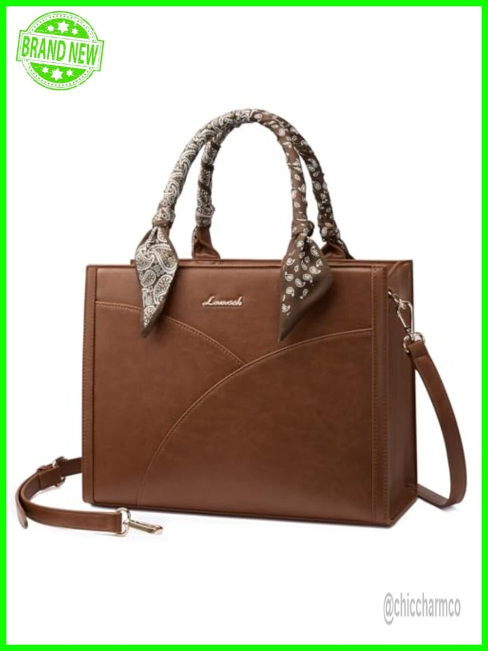 LOVEVOOK Waterproof PU Leather Tote Purse with Scarf Satchel